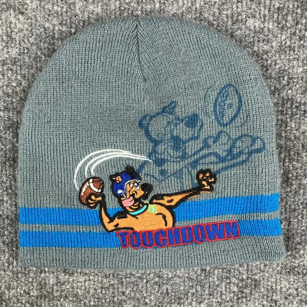 Vintage Scooby-Doo Toddler Beanie OSFM Football Touchdown Graphic Gray‎